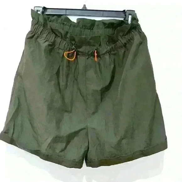 Paperbag Waist Shorts‎ Khaki Drawstring Orange Women's Size 14US/18UK ASOS - Picture 1 of 4